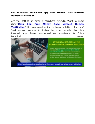 Get technical help-Cash App Free Money Code without Human Verification