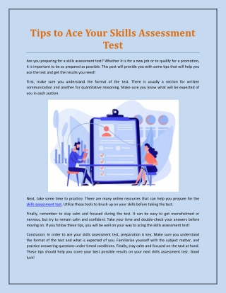 Tips to Ace Your Skills Assessment Test