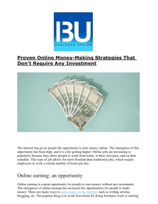 Proven Online Money-Making Strategies That Don’t Require Any Investment
