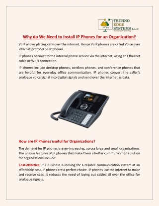 Why do We Need to Install IP Phones for an Organization?