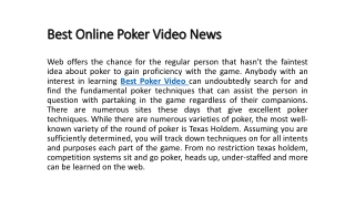 Best Online Poker Video News