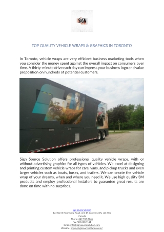 TOP QUALITY VEHICLE WRAPS & GRAPHICS IN TORONTO