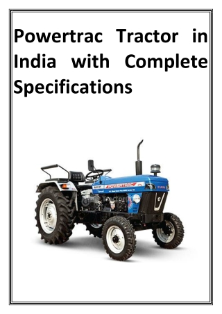 Powertrac Tractor in India with Complete Specifications