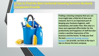 4 Tips to Find the Best Janitorial Cleaning Services Burbank Companies Provide