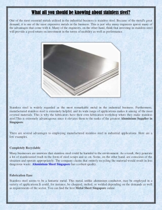 What all you should be knowing about stainless steel?