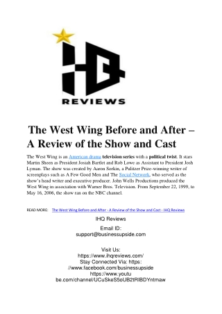 The West Wing Before and After – A Review of the Show and Cast