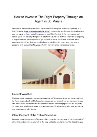 How To Invest In The Right Property Through an Agent