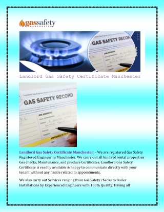 Landlord Gas Safety Certificate Manchester