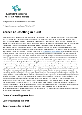 Career counsellor in Surat