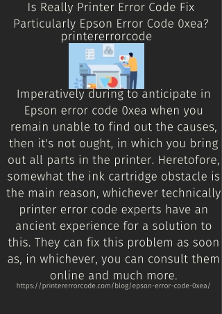 Is Really Printer Error Code Fix Particularly Epson Error Code 0xea