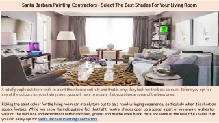 Santa Barbara Painting Contractors - Select The Best Shades For Your Living Room