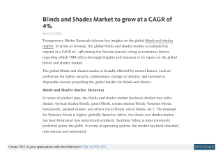 Blinds and Shades Market to grow at a CAGR of 4%| 2021-2031