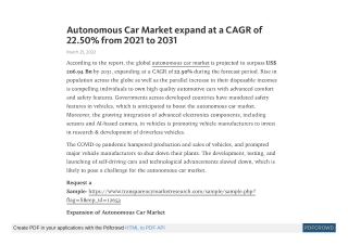 Autonomous Car Market Share, Growth | Industry Trends, 2021-2031