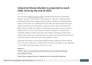 Industrial Gloves Market - Asia Pacific Industry Analysis, Size, Forecast 2017-2