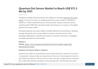 Quantum Dot Sensor Market to Reach US$ 972.3 Mn by 2031 - TMR