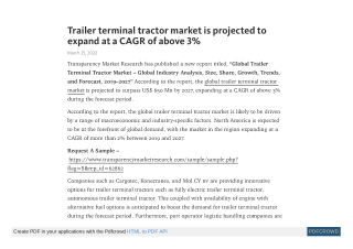Trailer Terminal Tractor Market Surpass US$ 650 Mn by 2027