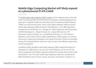 Mobile Edge Computing Market Worth US$4228.3 mn by 2025 - TMR