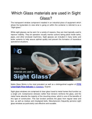 Noble Glass Works - Which Glass materials are used in Sight Glass