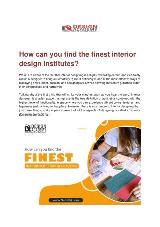 How can you find the finest interior design institutes
