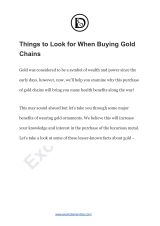 Things to Look for When Buying Gold Chains