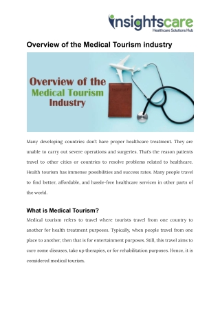 Overview of the Medical Tourism industry