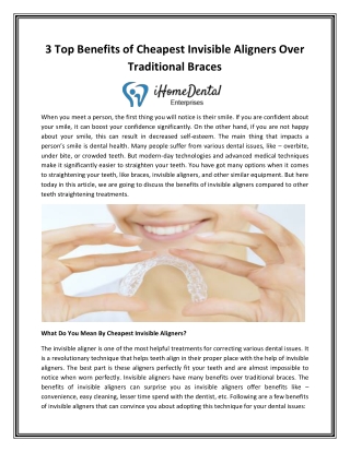 3 Top Benefits of Cheapest Invisible Aligners Over Traditional Braces