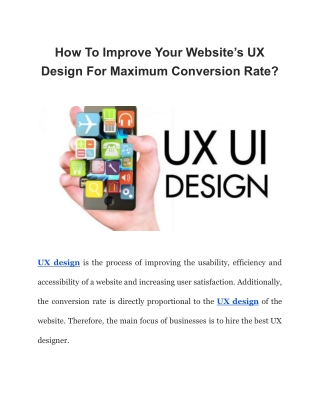 How To Improve Your Website’s UX Design For Maximum Conversion Rate