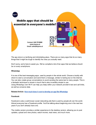 What are the mobile apps that should be essential in everyone's mobile