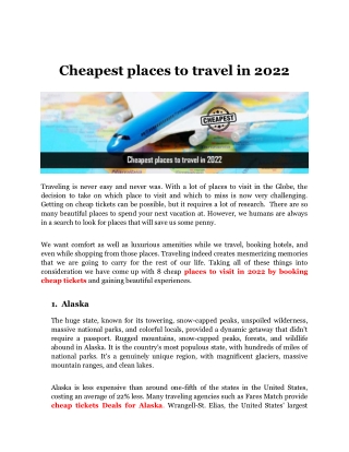 List of some cheapest places you can travel in 2022
