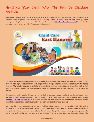 Handling Your Child With The Help Of Childcare Facilities