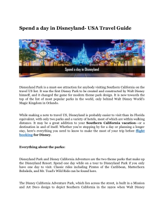 Disneyland- A Travel Guide
