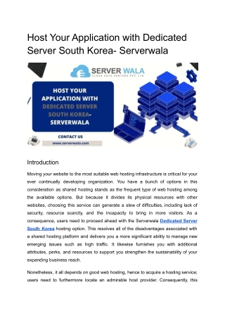 Host Your Application with Serverwala's Dedicated Server in South Korea