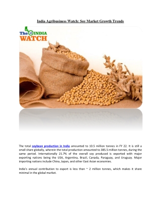 India Agribusiness Watch Soy Market Growth Trends