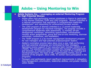 Adobe – Using Mentoring to Win