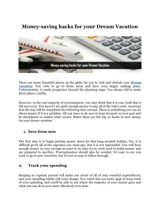 Top 10 hacks to save money for your dream vacation
