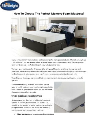 Perfect Memory Foam Mattress
