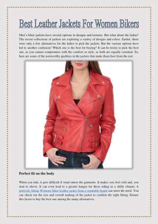 Best Leather Jackets For Women Bikers