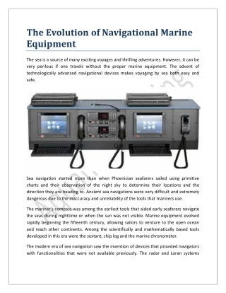 The Evolution of Navigational Marine Equipment