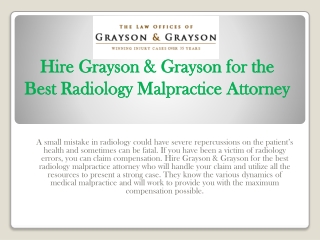 Hire Grayson & Grayson for the Best Radiology Malpractice Attorney