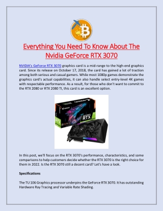 Everything You Need To Know About The Nvidia GeForce RTX 3070