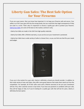 Liberty Gun Safes: The Best Safe Option for Your Firearms