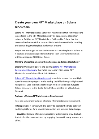 Solana NFT Marketplace Development Company