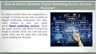 How to Select a Reliable Digital Marketing Service for your Business