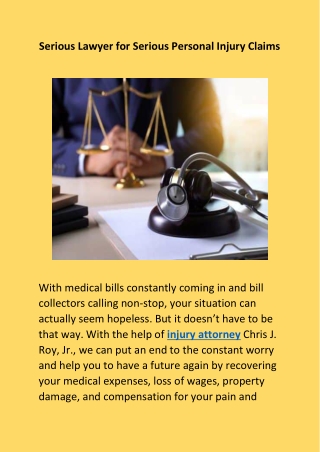 Serious Lawyer for Serious Personal Injury Claims