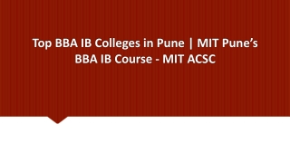 Top BBA IB Colleges in Pune | MIT Pune’s BBA IB Course - MIT ACSC