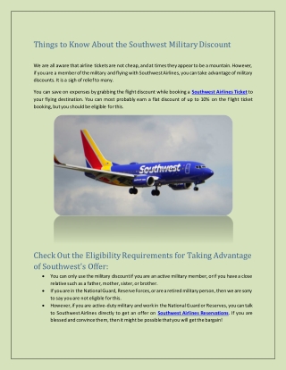 Things to Know About the Southwest Military Discount