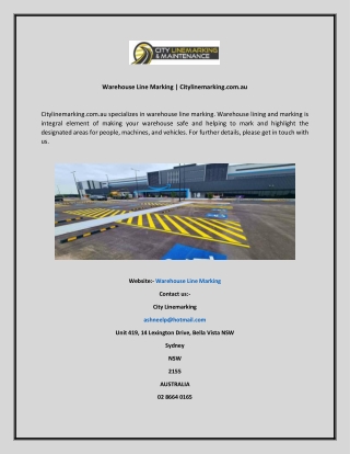Warehouse Line Marking  Citylinemarking.com