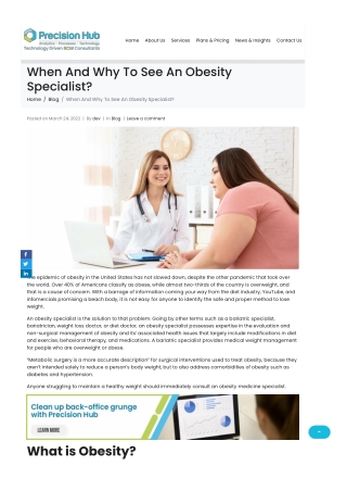 Who is an Obesity Specialist and what do they offer to help with?