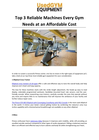 Top 3 Reliable Machines Every Gym Needs at an Affordable Cost