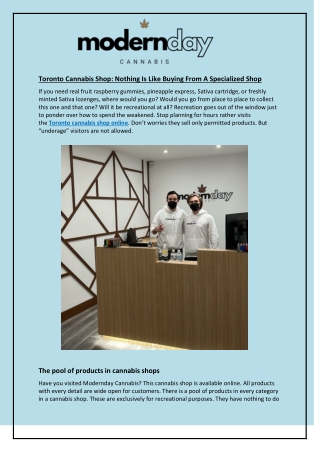 Toronto Cannabis Shop: Nothing Is Like Buying From A Specialized Shop